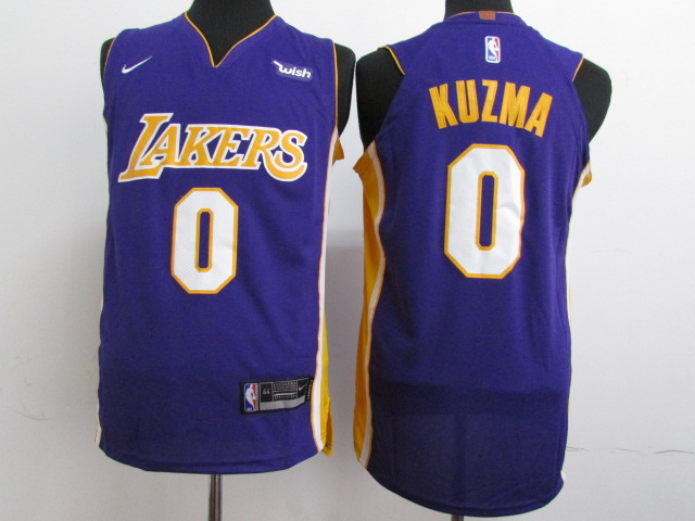 Men Los Angeles Lakers #0 Kuzma Purple Game Nike NBA Jerseys